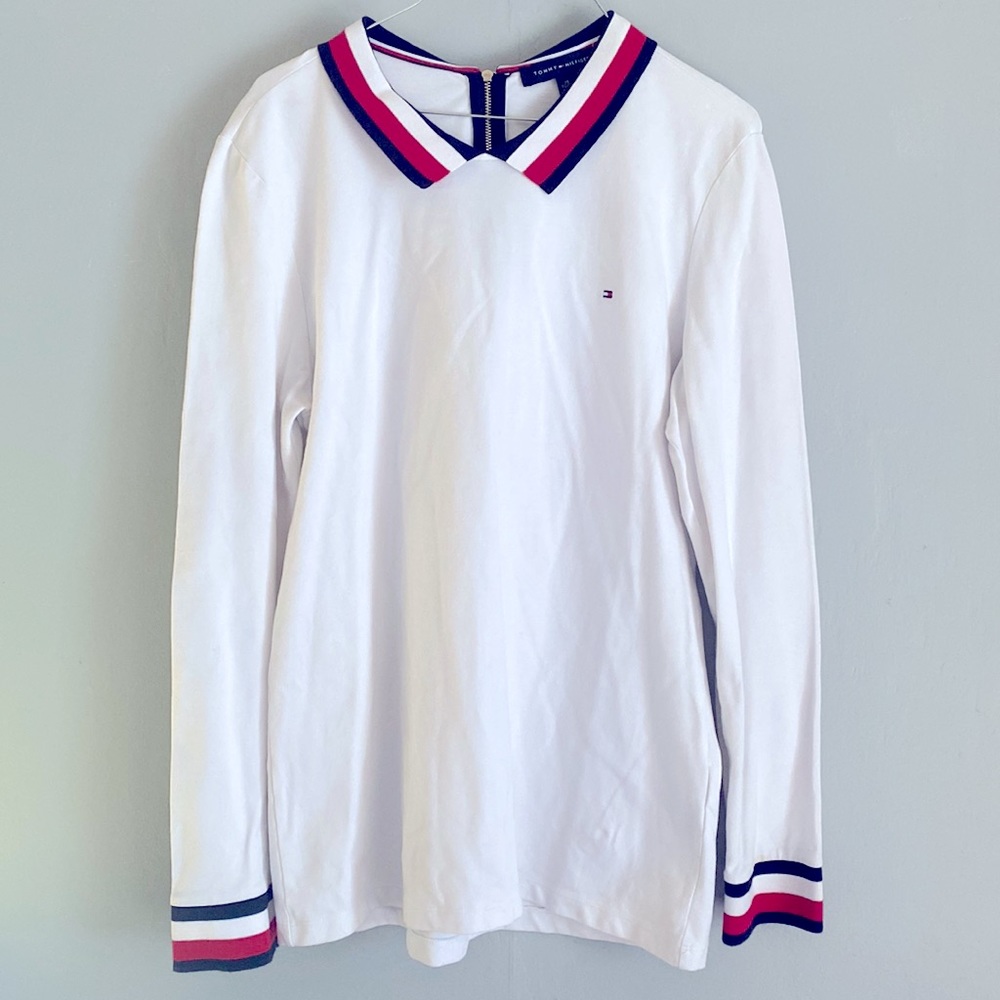 Tommy Hilfiger White Long Sleeve Polo XL